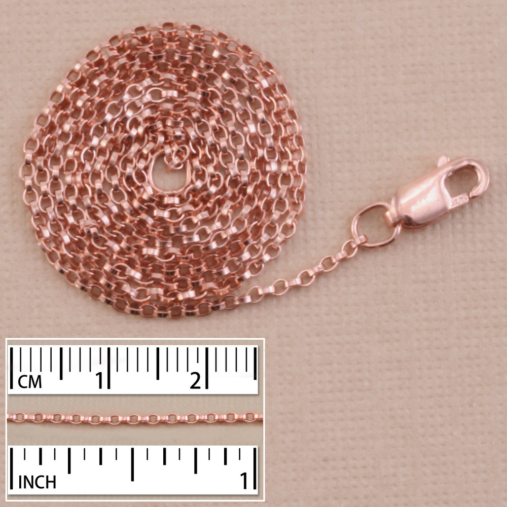 Chain & Clasps Rose Gold Filled 1.3mm Flat Rolo Chain, 18"